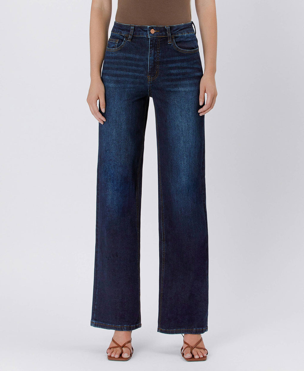 90'S VINTAGE SUPER HIGH RISE DARK WASH LOOSE JEANS