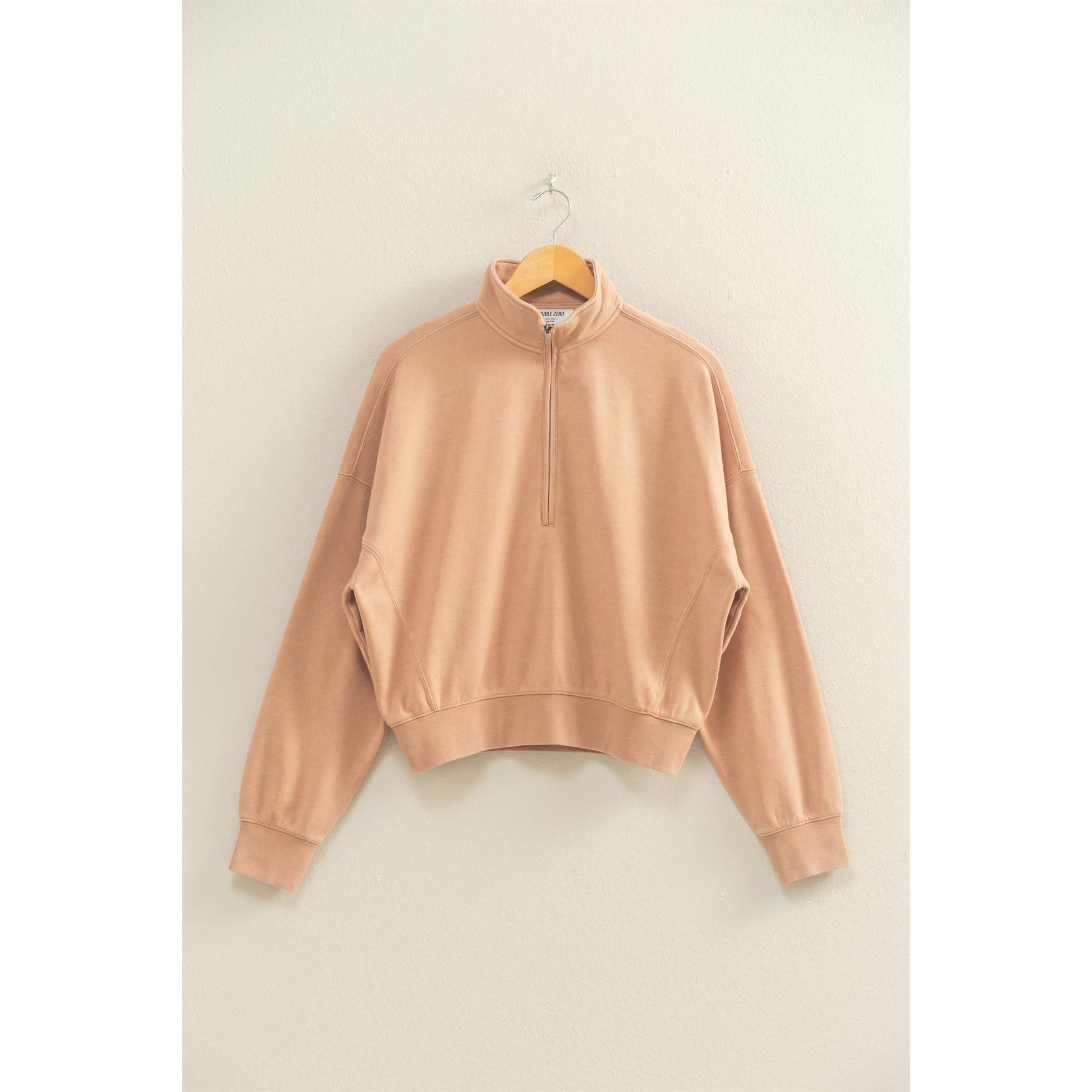 Half-Zip Sweatshirt: DARK TAUPE