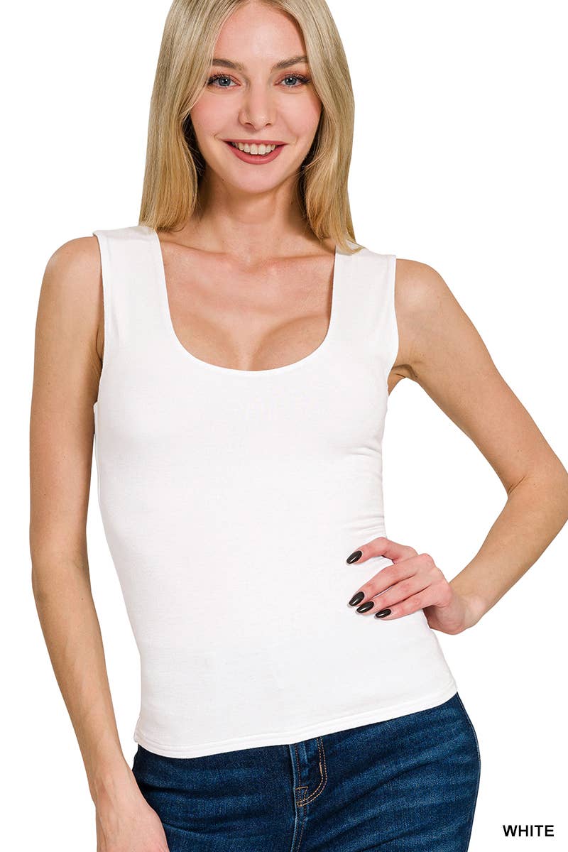 Double Layered Tank Top: WHITE