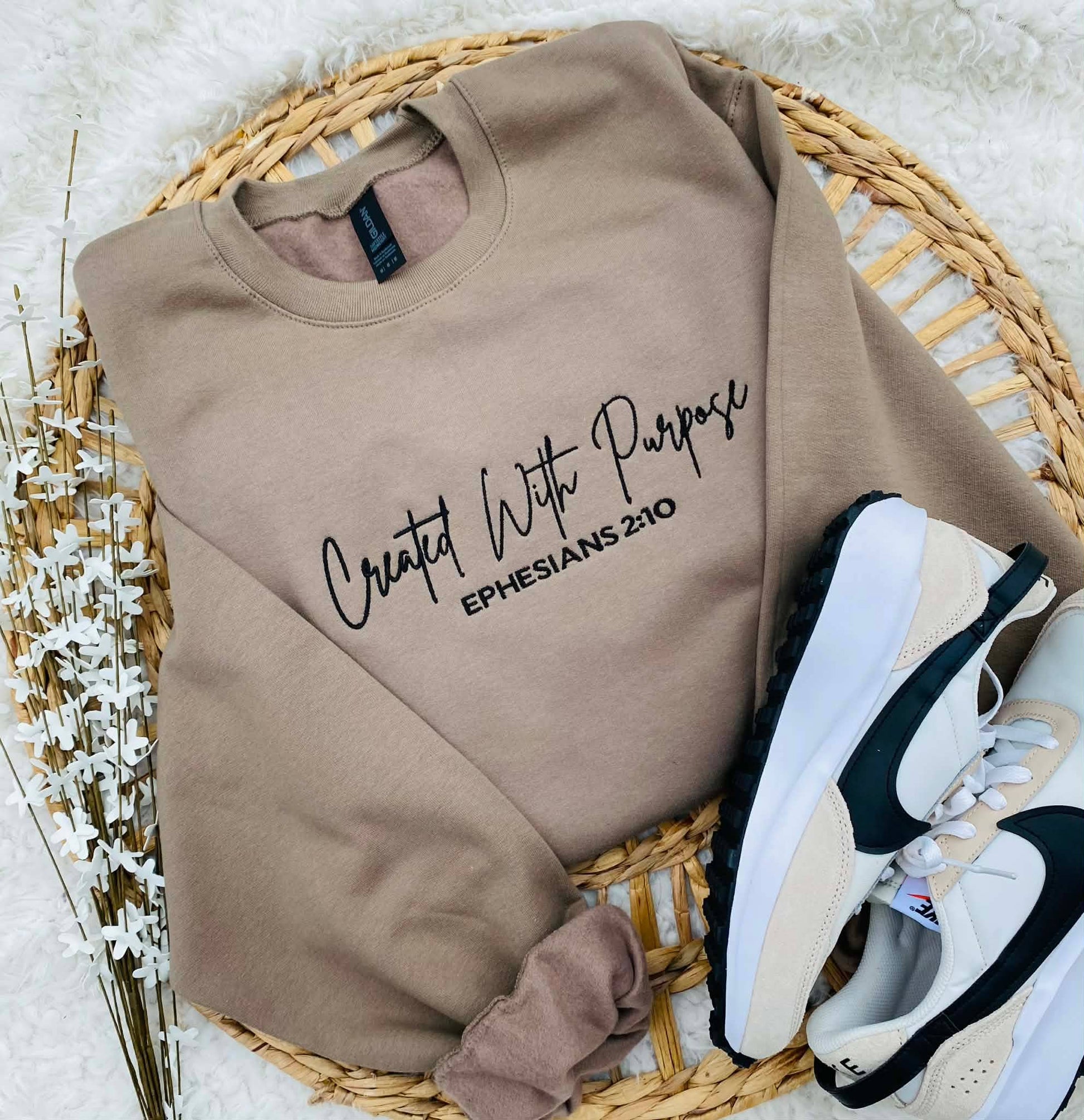 Embroidered Created with Purpose: Brown