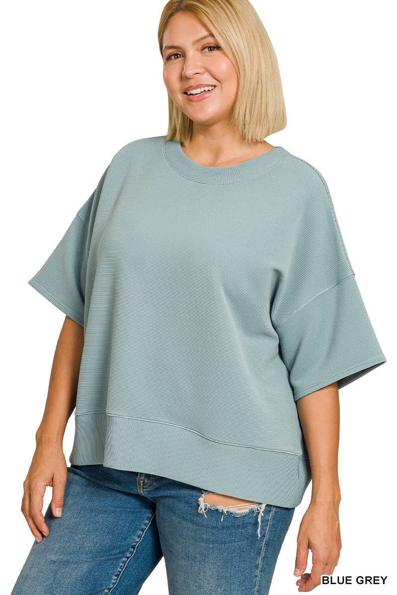 Ribbed Round Neck Shirt Zenana
