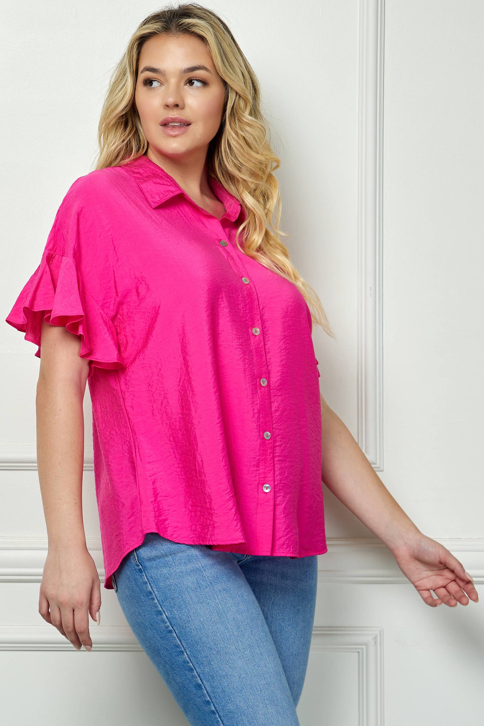FEMININE RUFFLE SLEEVE BLOUSE