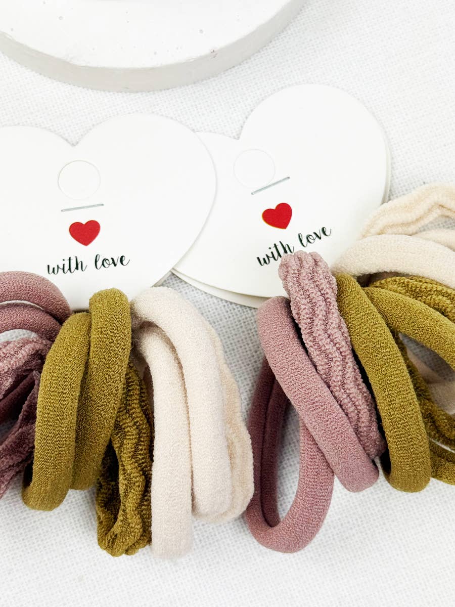 Assorted Rolled Hair Tie Set: MIX COLOR