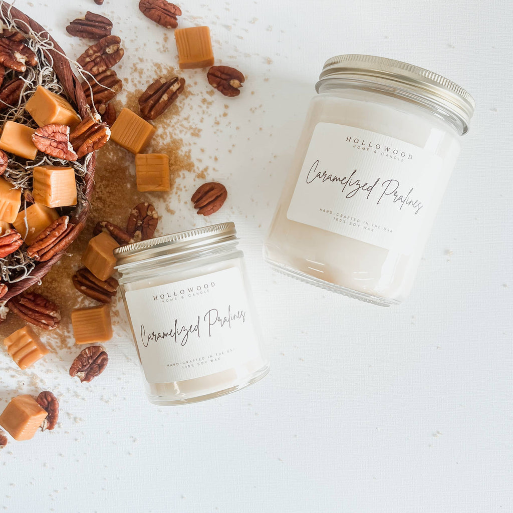 CARAMELIZED PRALINES |  FALL CANDLE | 100% SOY WAX | 8 OZ