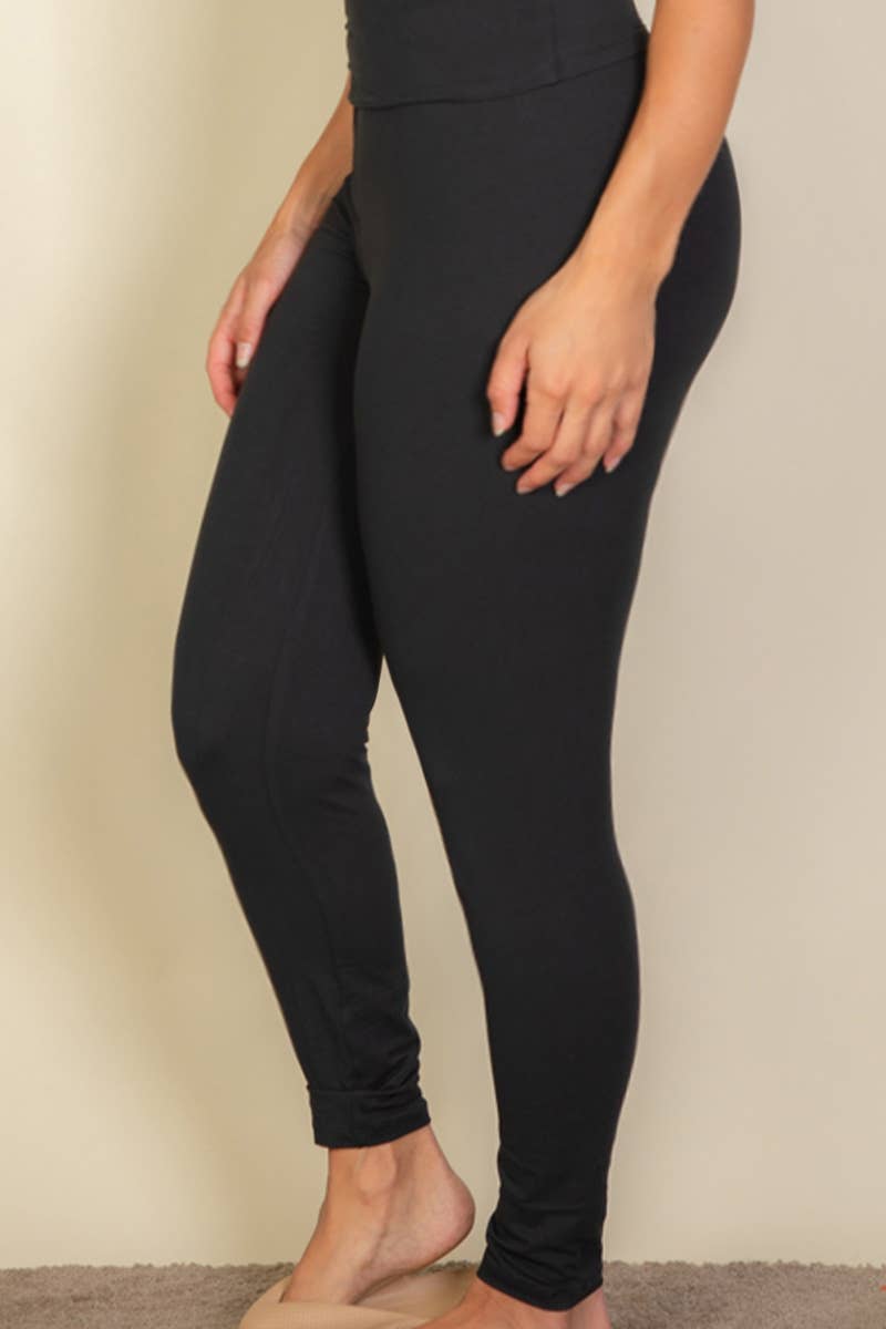Plus Basic Solid Leggings: BLACK