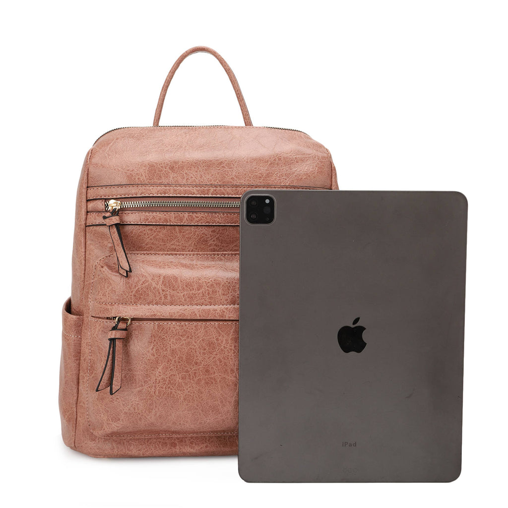 LILIANA DISTRESSED LEATHER BACKPACK: Dark Mauve