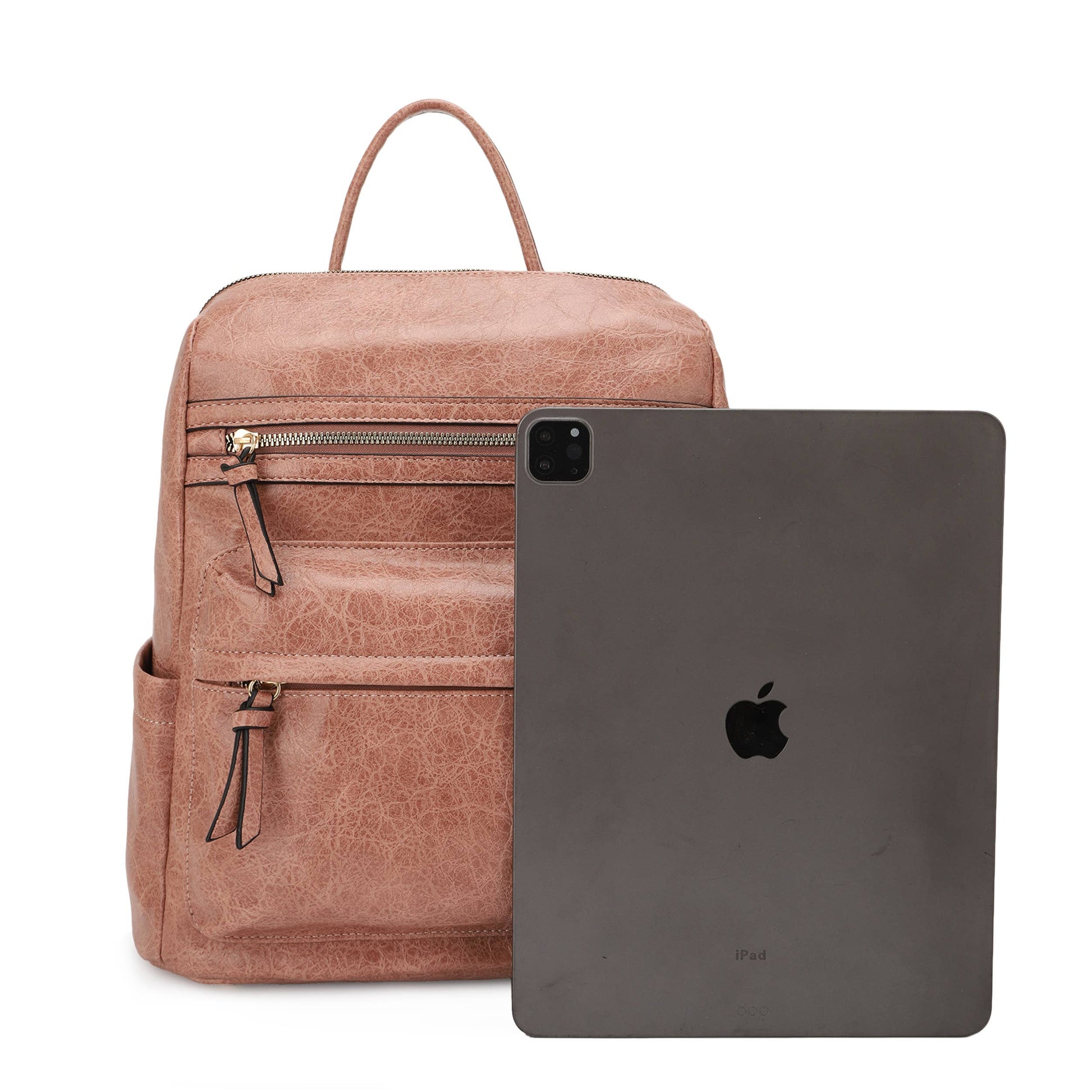 LILIANA DISTRESSED LEATHER BACKPACK: Dark Mauve