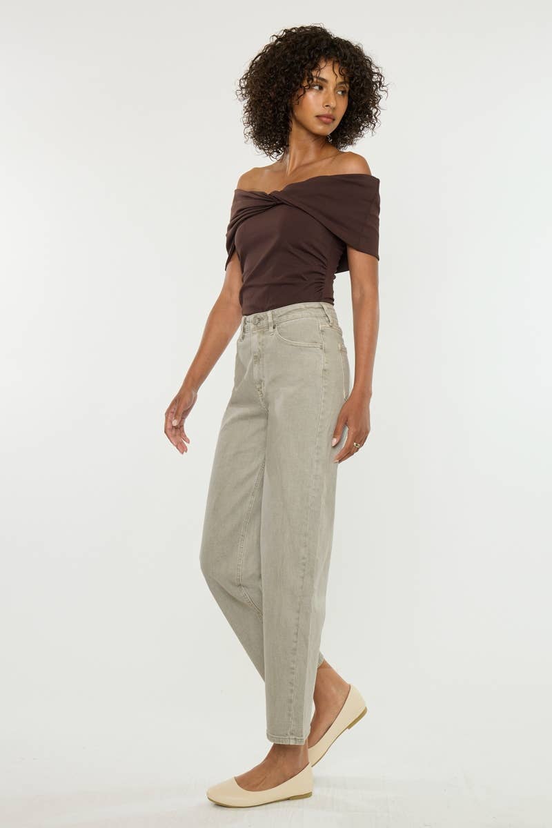 HIGH RISE GRAY SLIM BALLOON DENIM