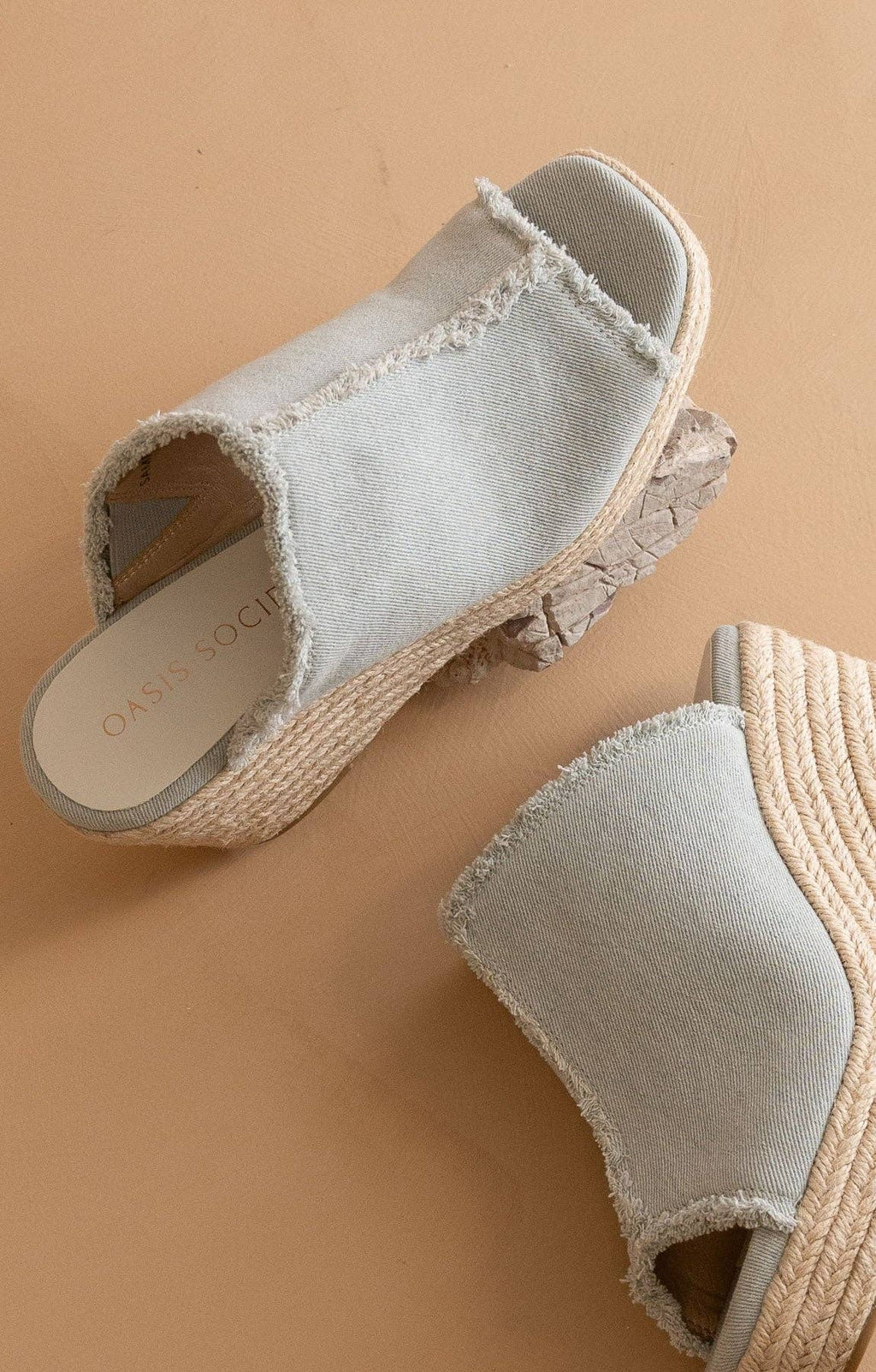 The Verona | Denim Frayed Denim Espadrille Wedge