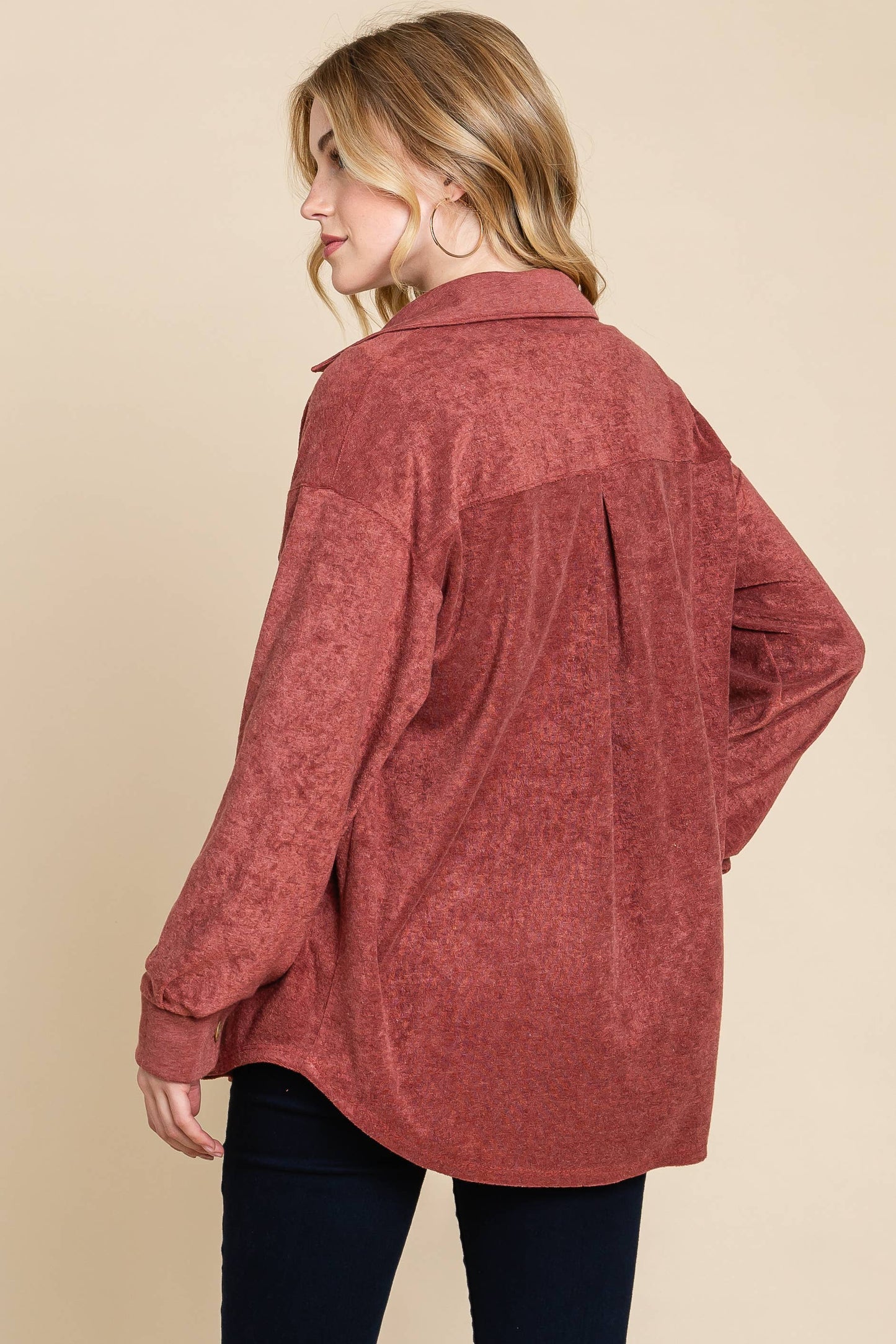 Terry Long Sleeve Shac: Marsala / Small