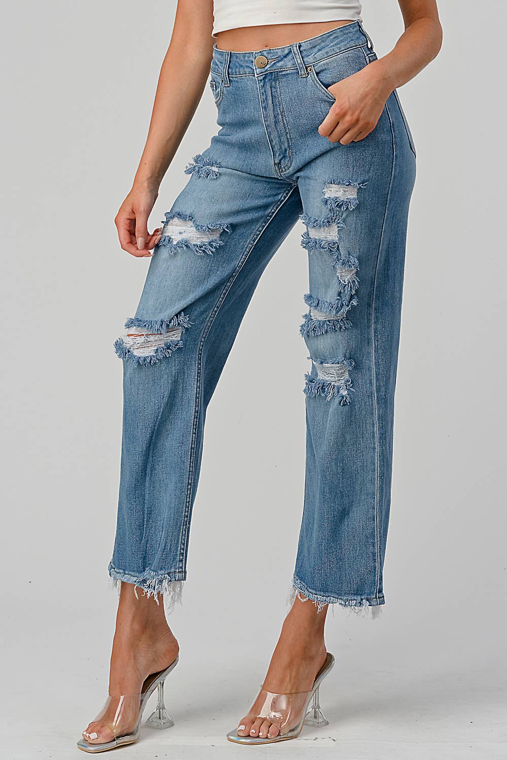 HIGH WAISTED WIDE LEG JEANS