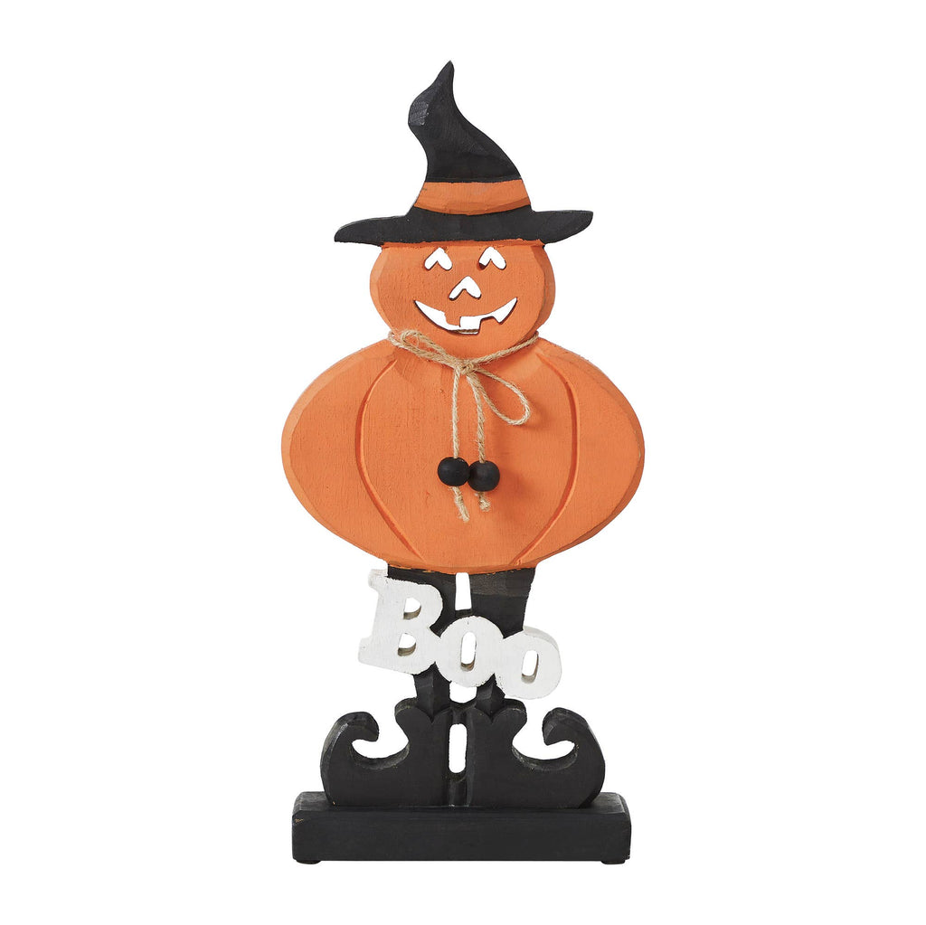Jack-O-Lantern Boo Halloween Decor Wood Figurine, 15.5"