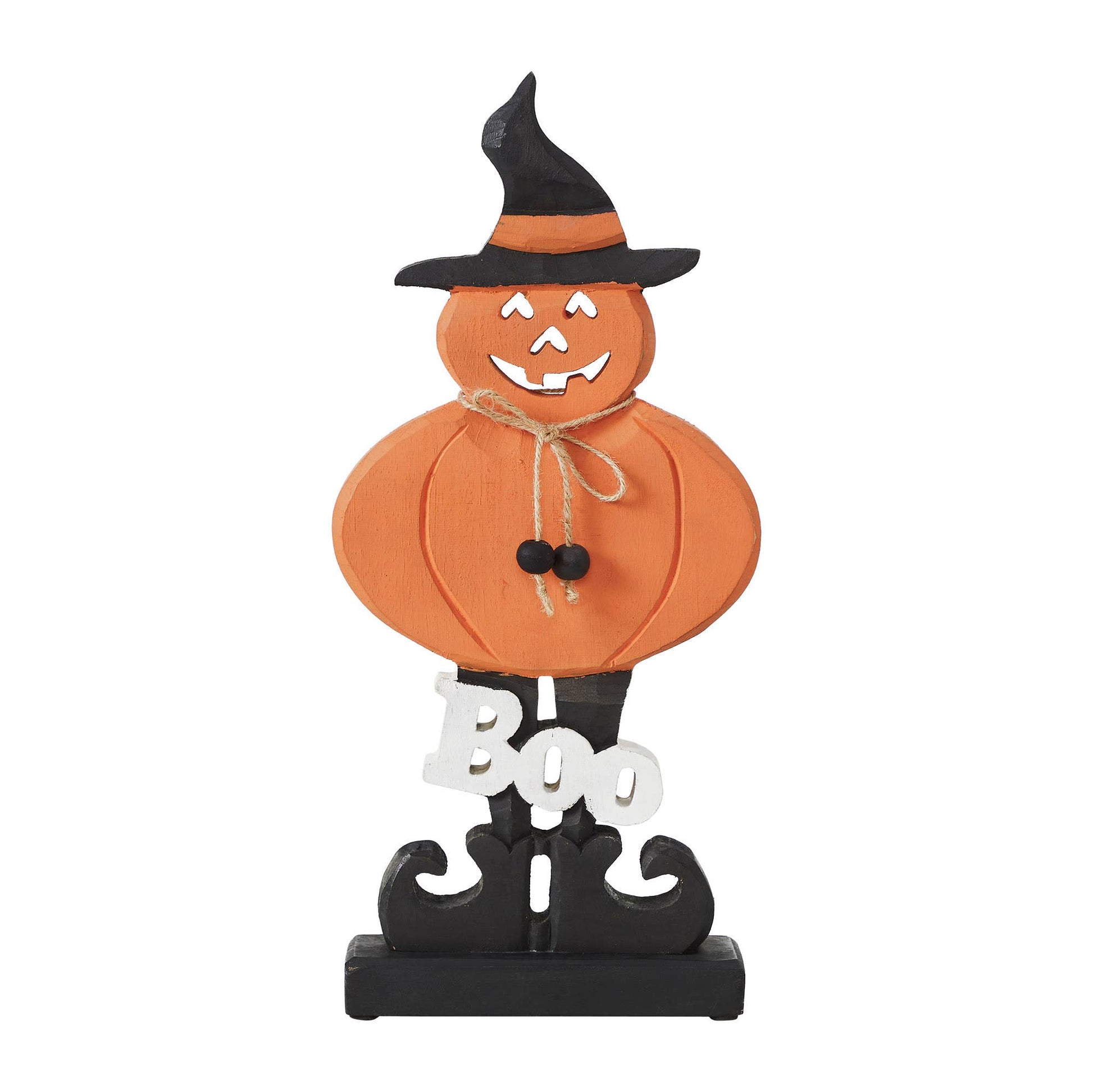 Jack-O-Lantern Boo Halloween Decor Wood Figurine, 15.5"