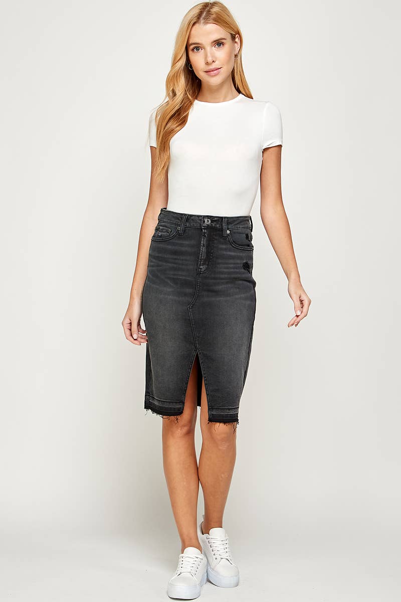 Knee Length Denim Skirt