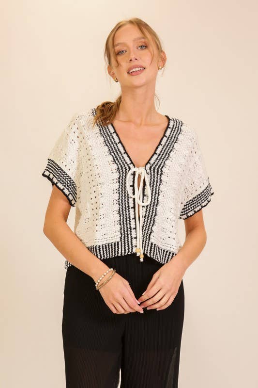 Coastal Breeze Tie-Front Knit Top