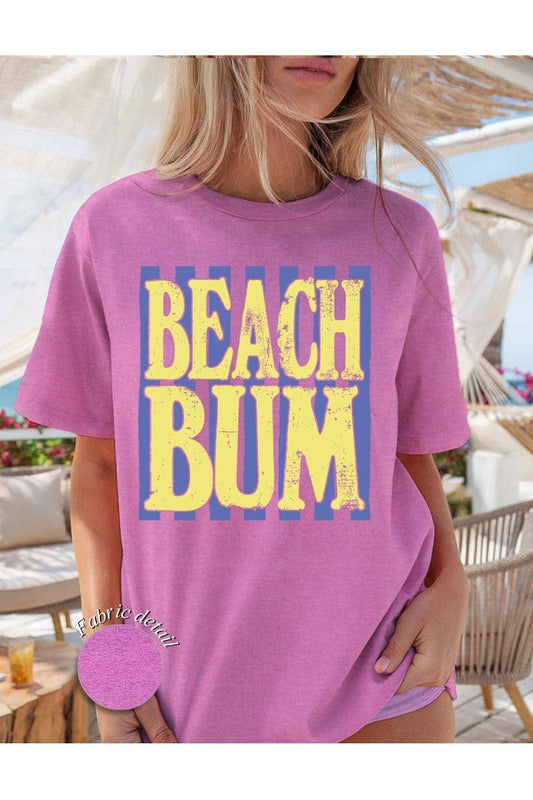 Beach Bum Graphic Heavy Cotton Tee: HEATHER ORCHID