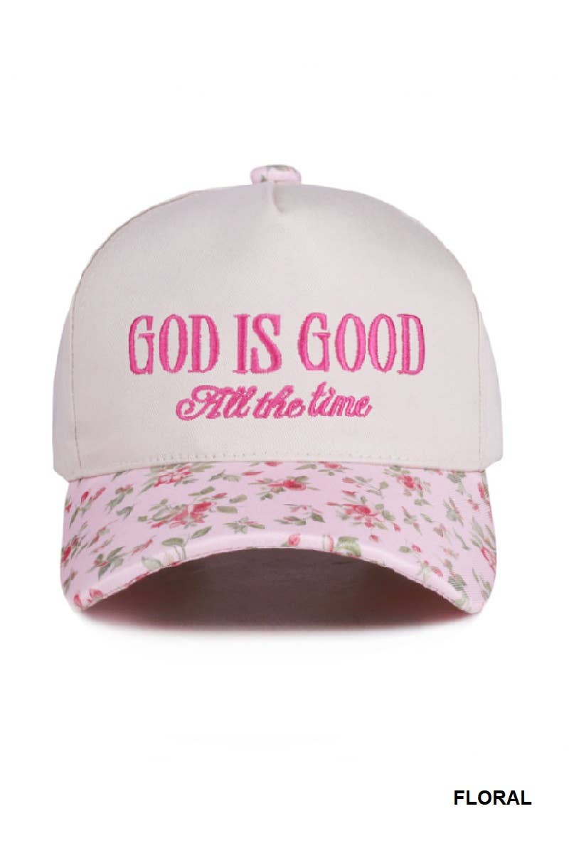 Two Tone God Is Good Hat: FLORAL