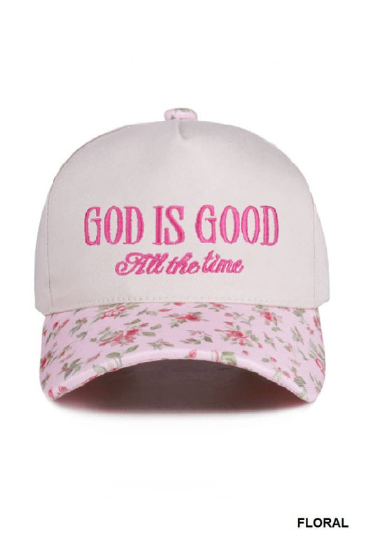 Two Tone God Is Good Hat: FLORAL