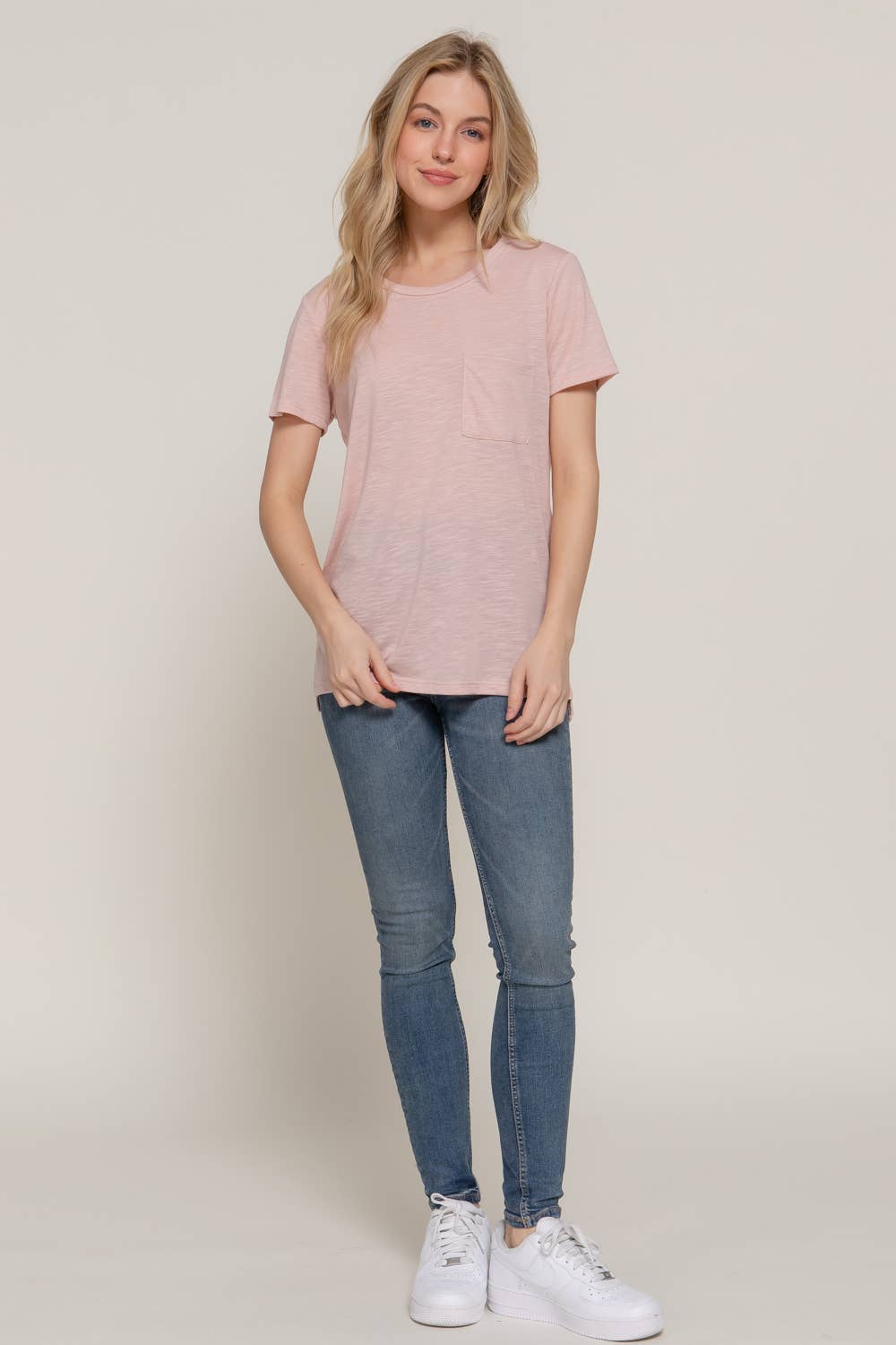 Short Sleeve with Pocket Tee: pale pink