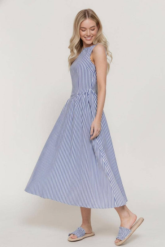 Sleeveless Stripe Linen Dress