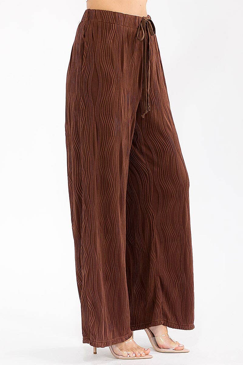 ELASTIC WAIST WIDE LEG DETAILED PANTS