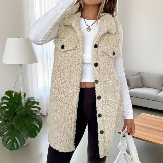 Fleece Button-down plush Vest
