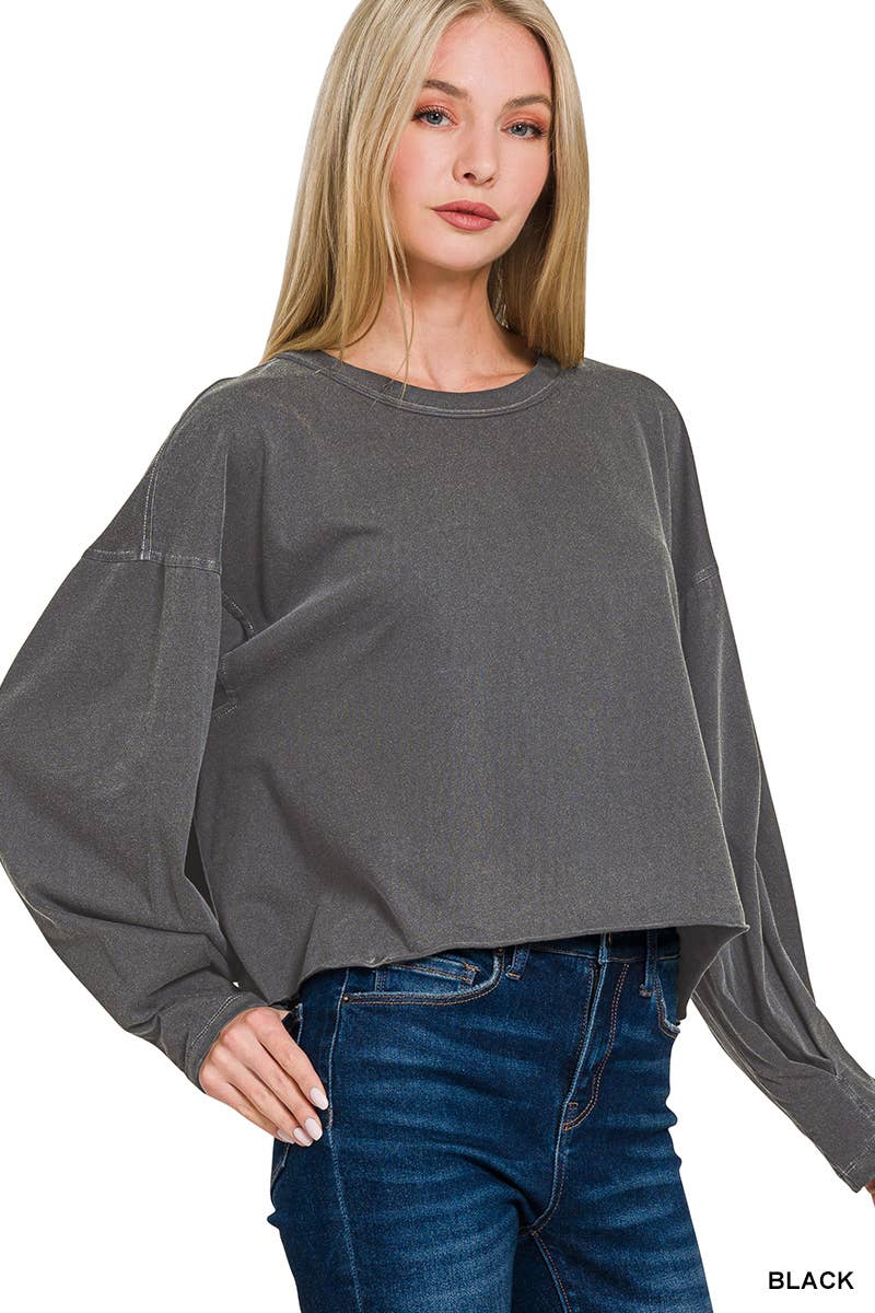 Oversized Long Sleeve Tee: BLACK