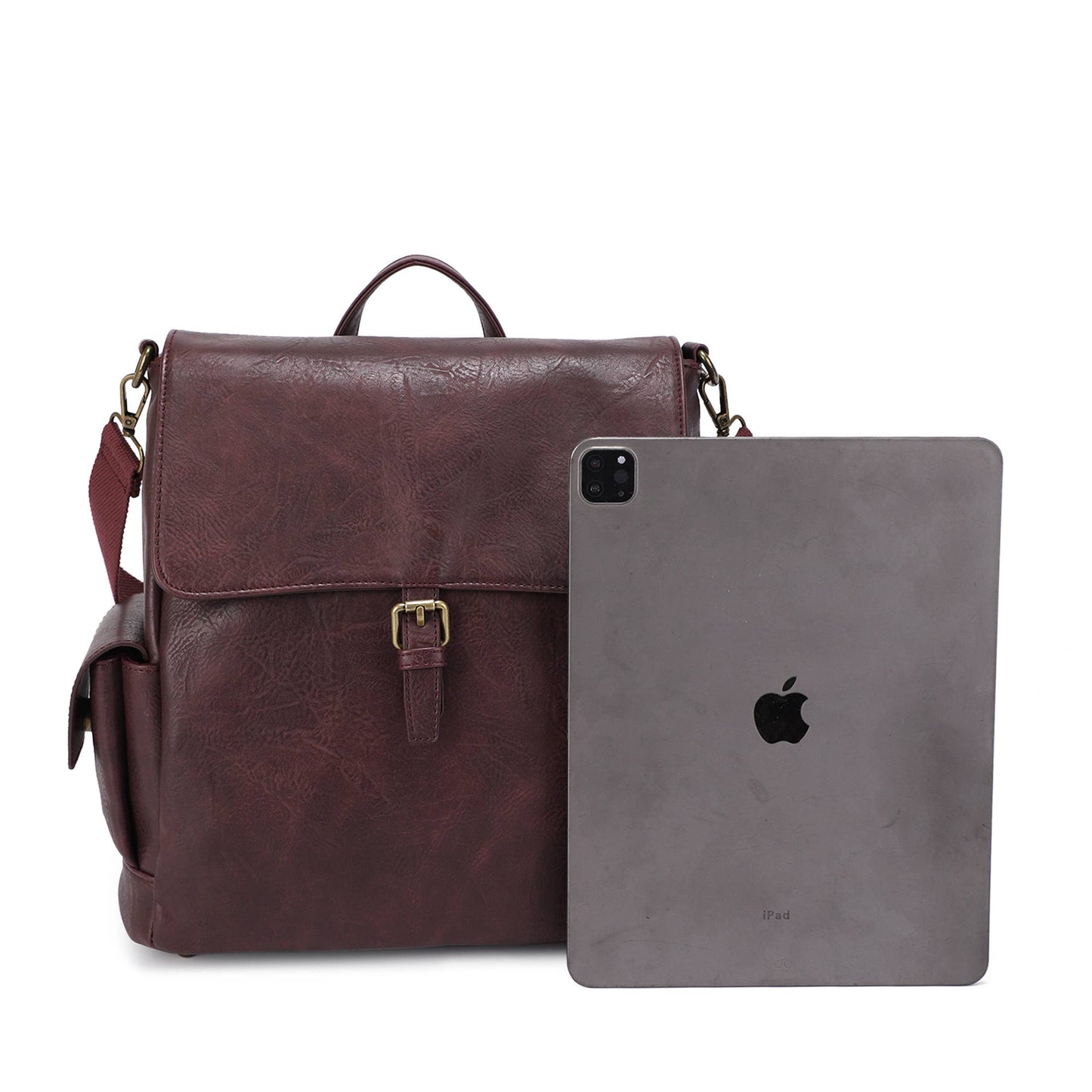 Isabelle Vegan PU Leather Backpack with Side Pockets