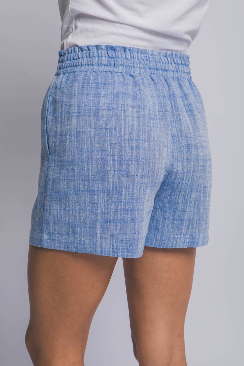 Linen Blend Shorts: BLUE
