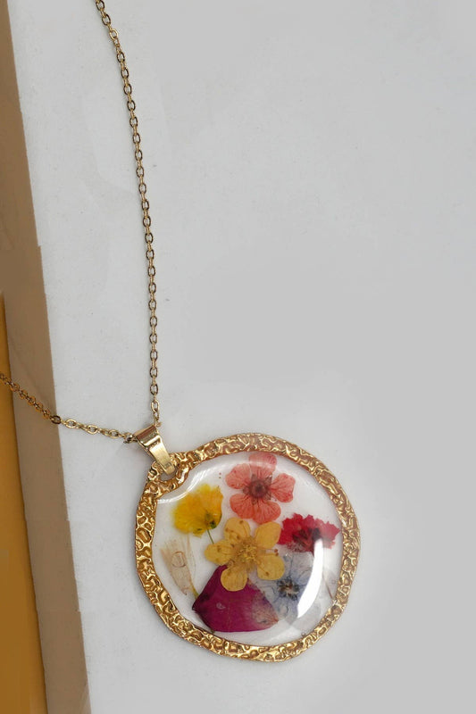 18K STAINLESS STEEL TARNISH FREE FLOWER NECKLACE | 40NK9526: Round
