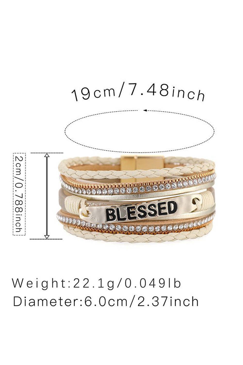 Blessed Rhinestone Buckle Bracelet