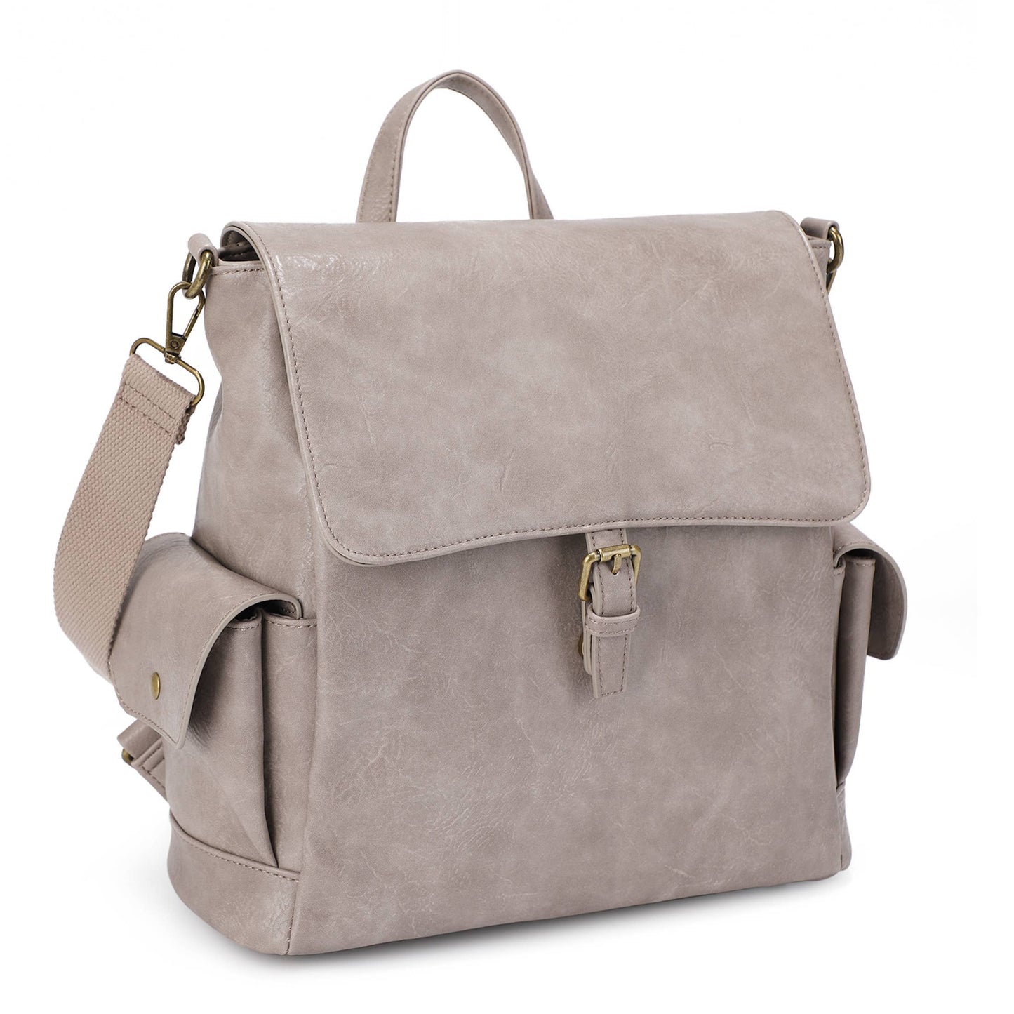 Isabelle Vegan PU Leather Backpack with Side Pockets