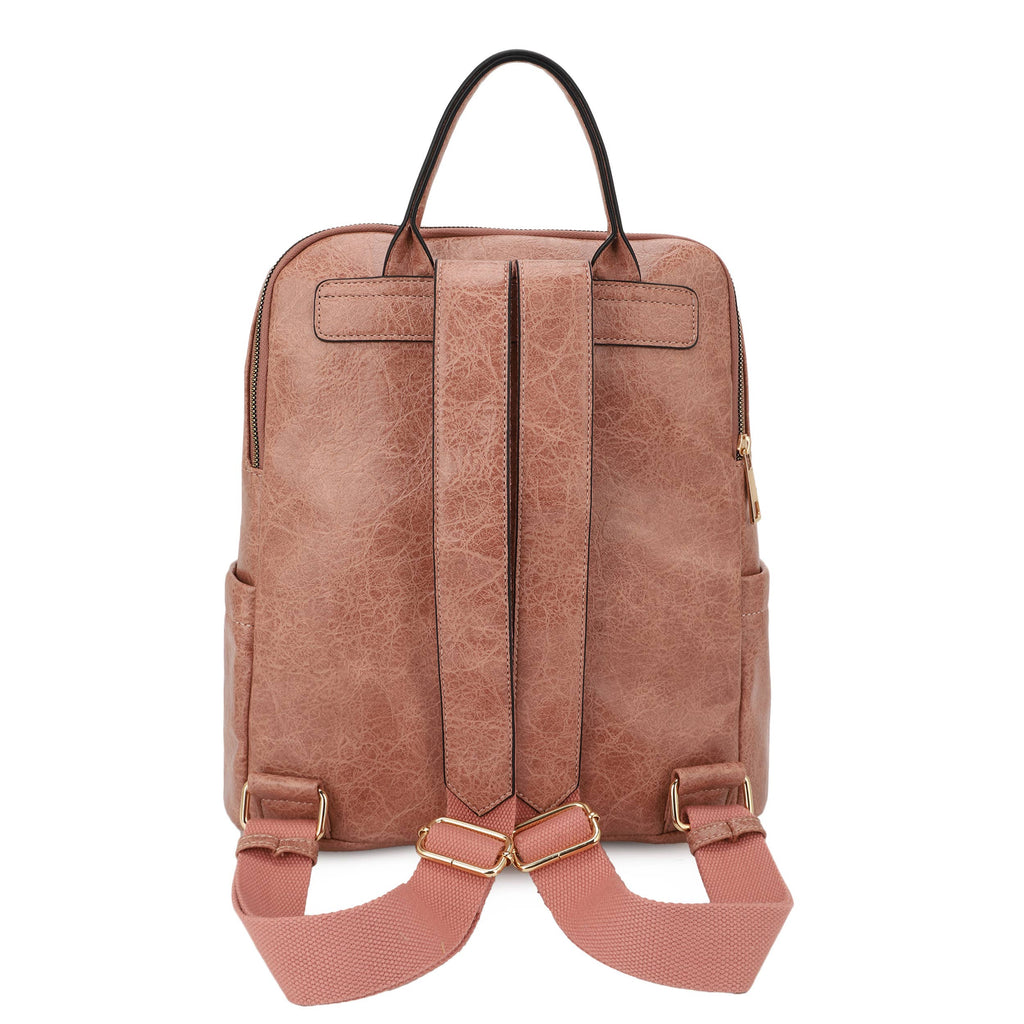 LILIANA DISTRESSED LEATHER BACKPACK: Dark Mauve