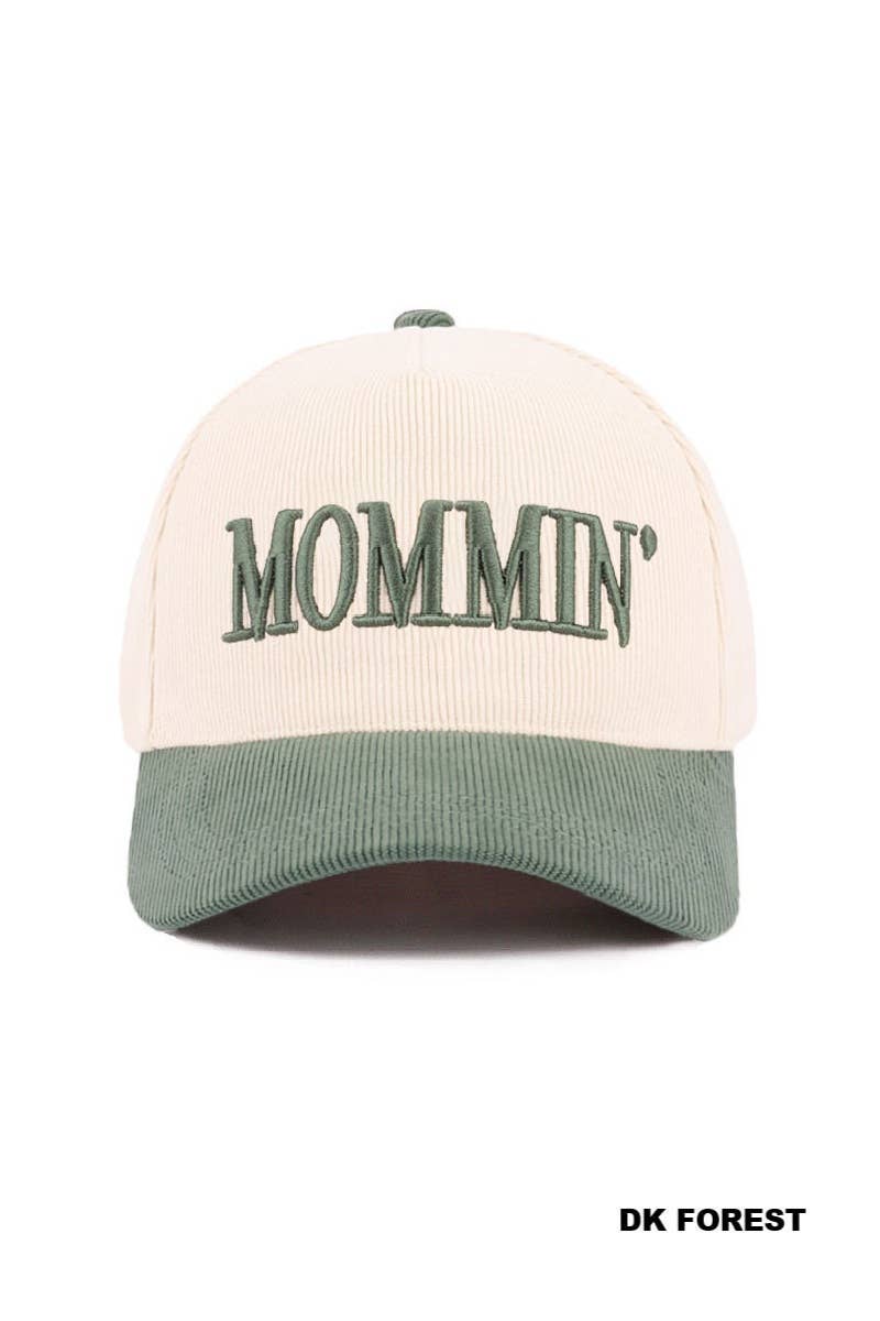 Mommin’ Two Tone Corduroy Cap: DK FOREST