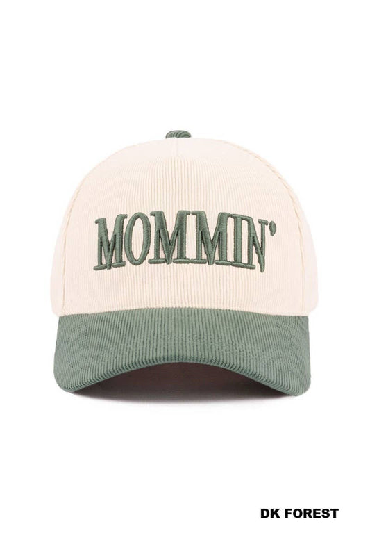 Mommin’ Two Tone Corduroy Cap: DK FOREST