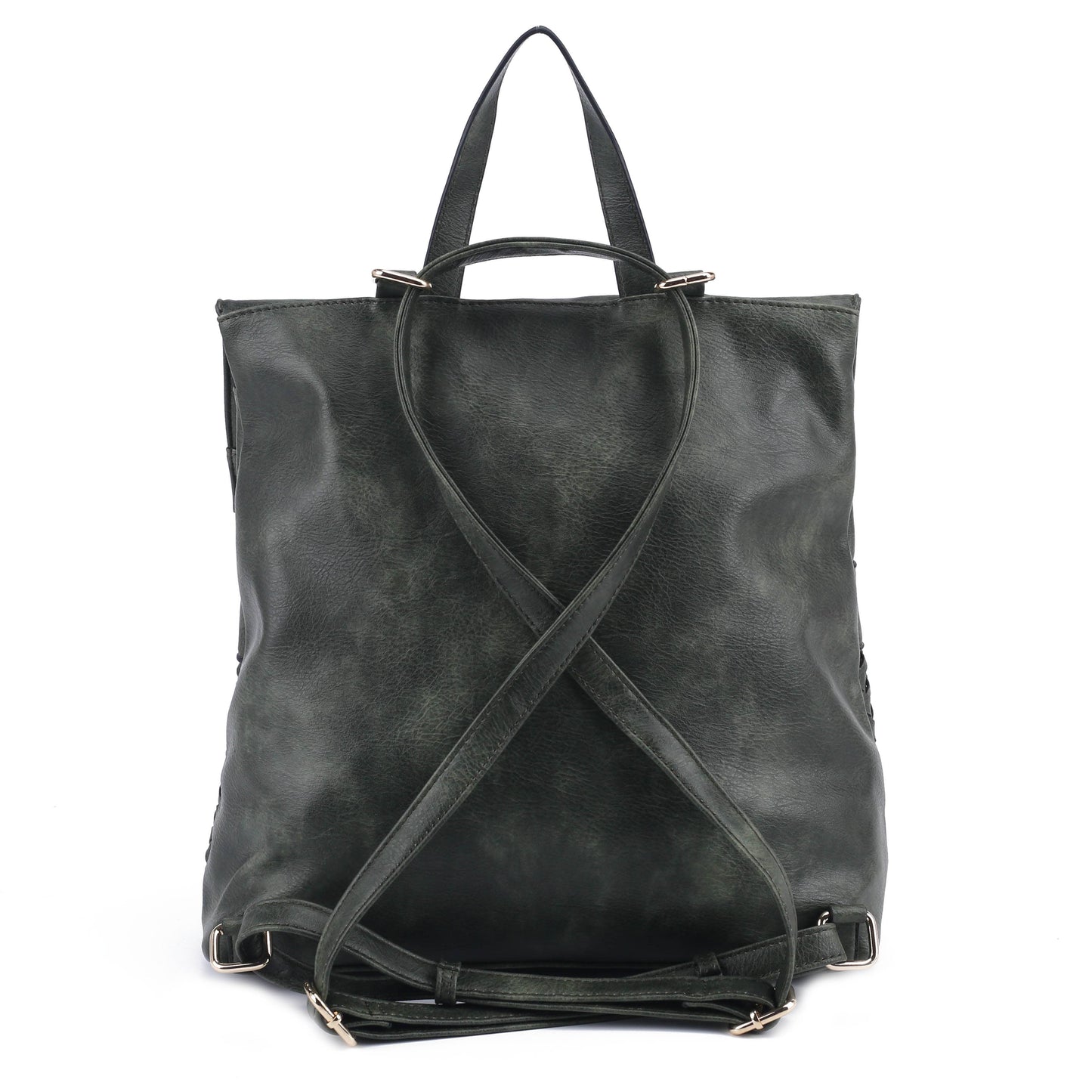 HELENA Woven Flap Backpack: Black