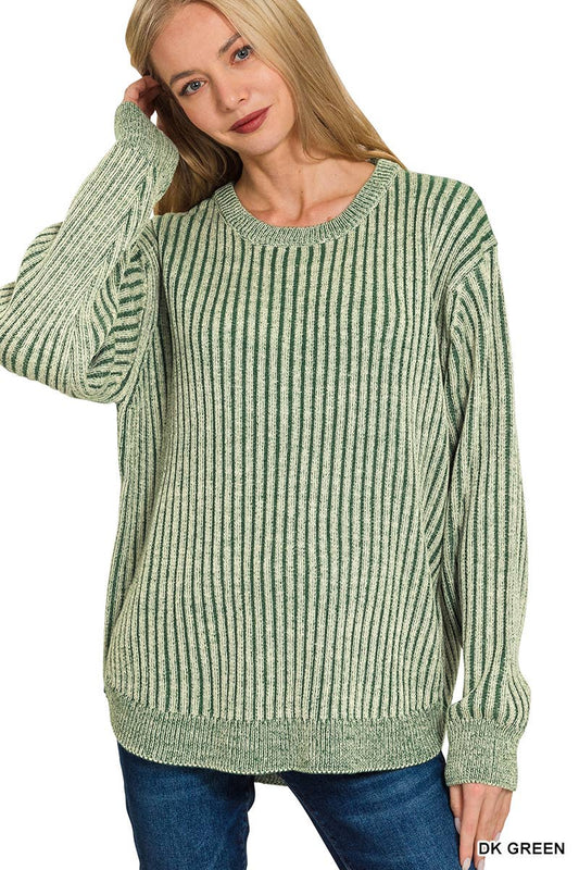 Curved Hem Two Tone Sweater