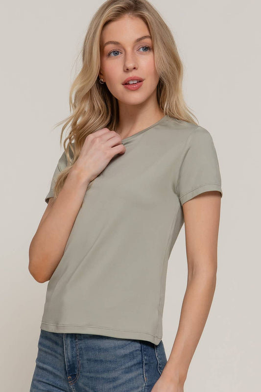 Round Neck Tee: Sage