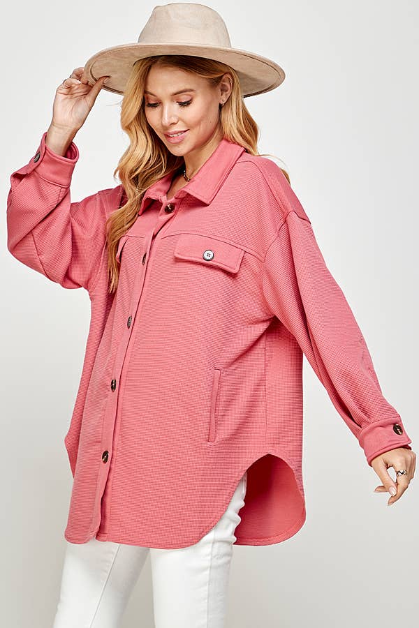 Shacket with Pockets: PAPAYA