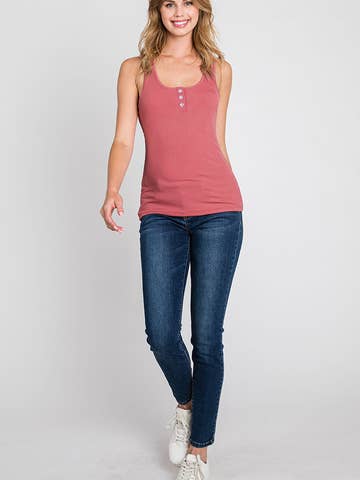 SOFT TANK WITH FRONT BUTTON DETAIL: ROSE