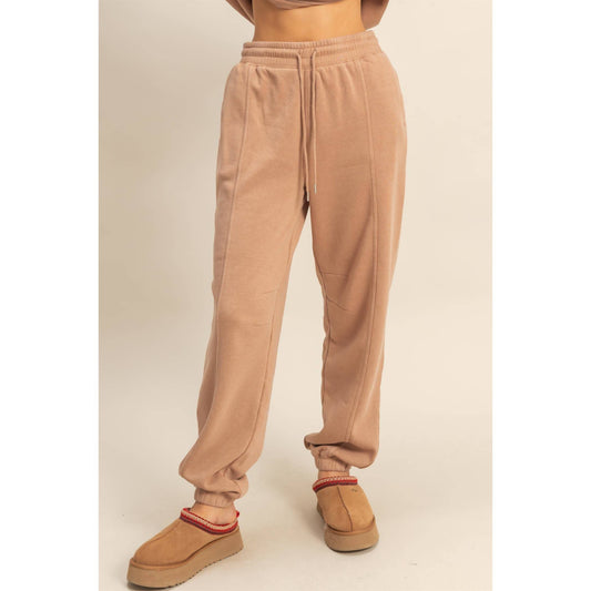 Drawstring Waist Ultra Comfy Sweatpants: DARK TAUPE