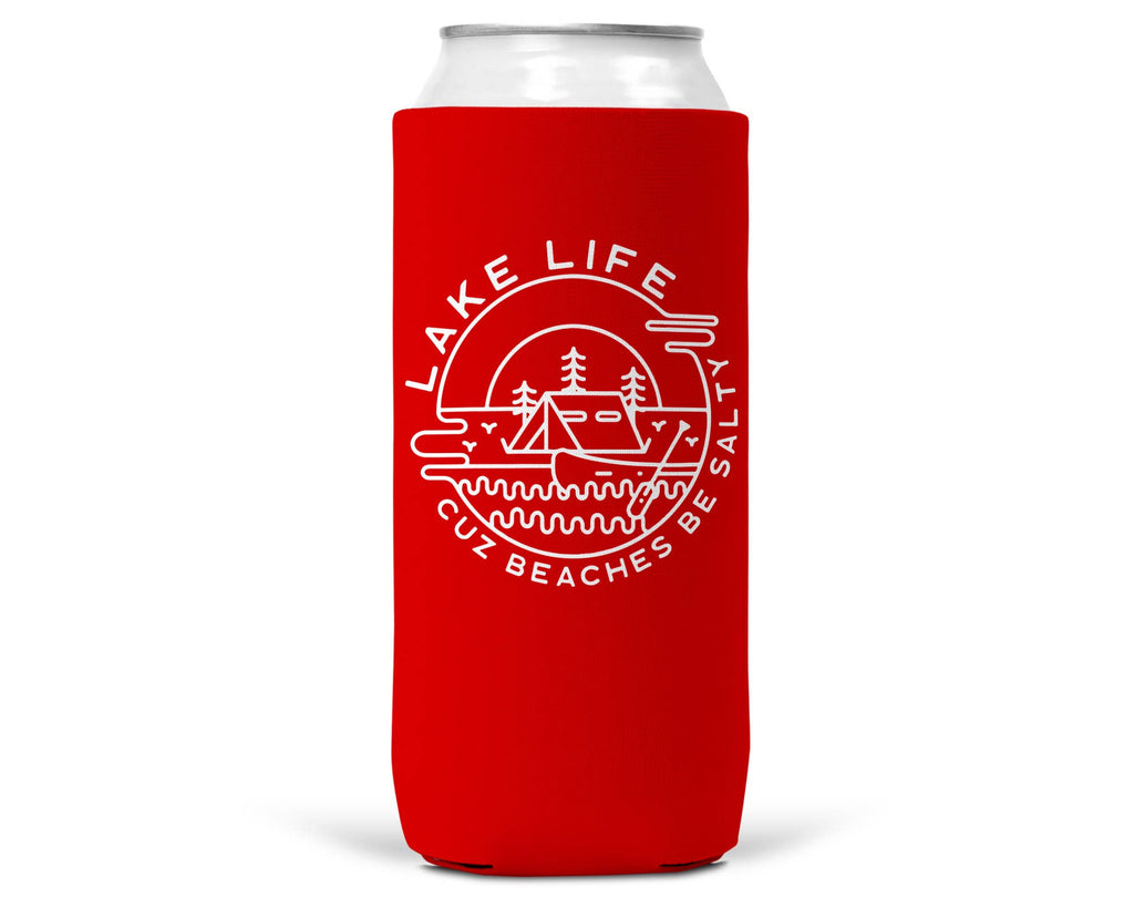 Lake Life Beaches Be Salty SLIM CAN Coozie: 12 oz