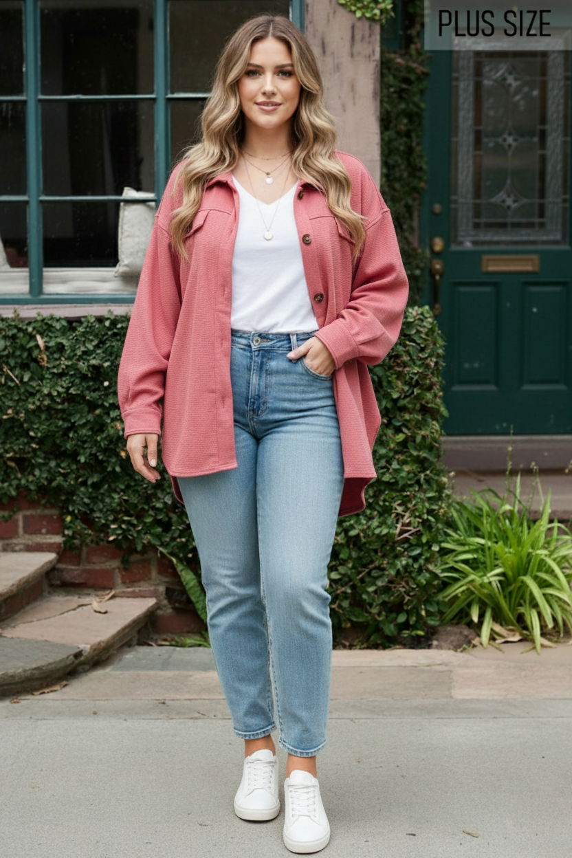 Shacket with Pockets: PAPAYA