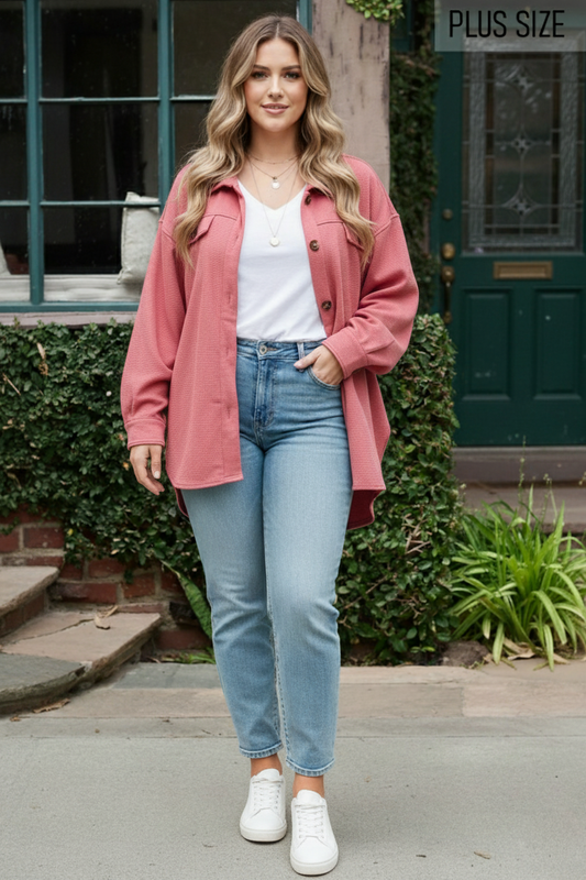 Shacket with Pockets: PAPAYA