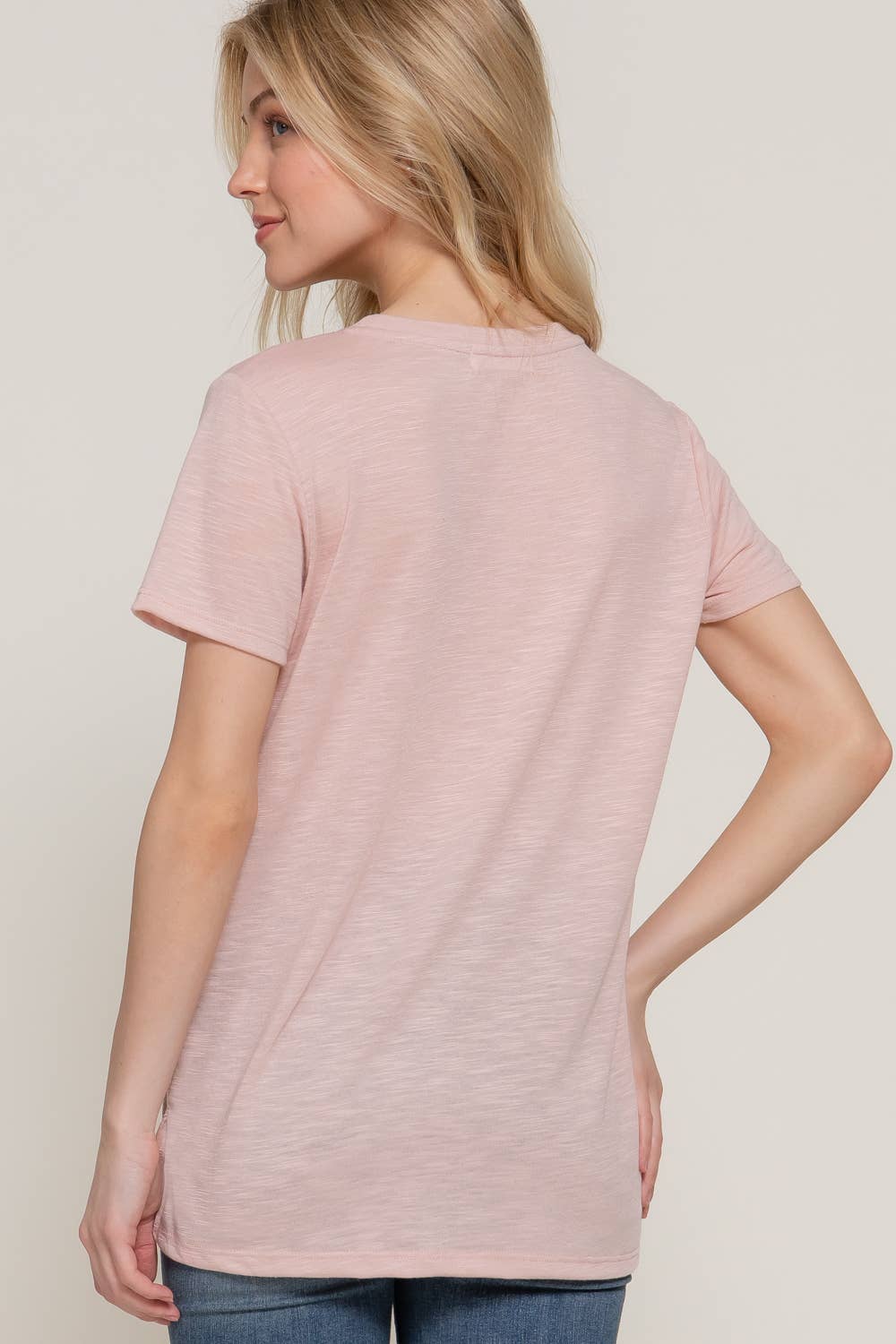 Short Sleeve with Pocket Tee: pale pink