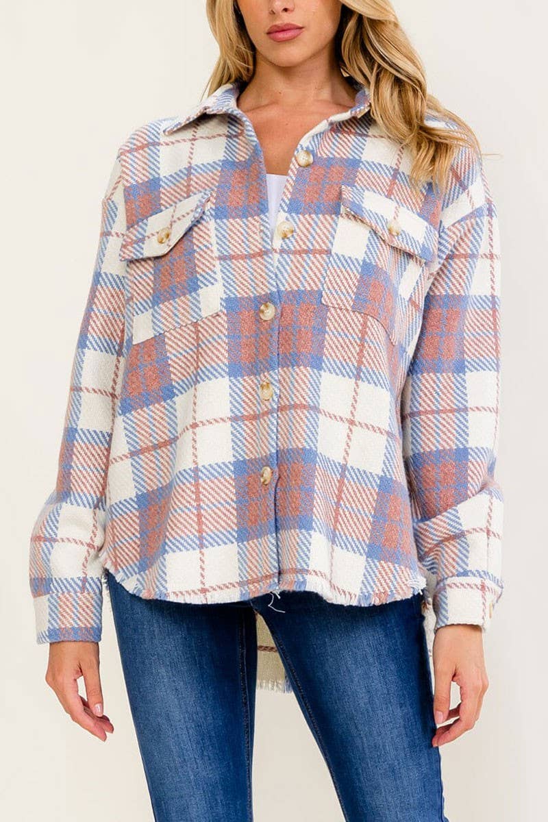 PLAID JACKET : IVORY MAUVE