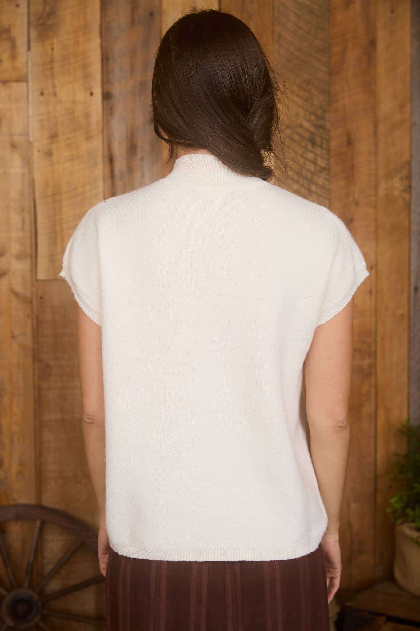 MOCK NECK FLORAL SWEATER: CREAM