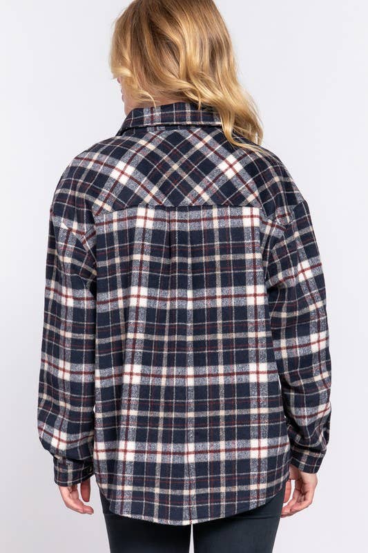 Suede Pocket Plaid Shacket