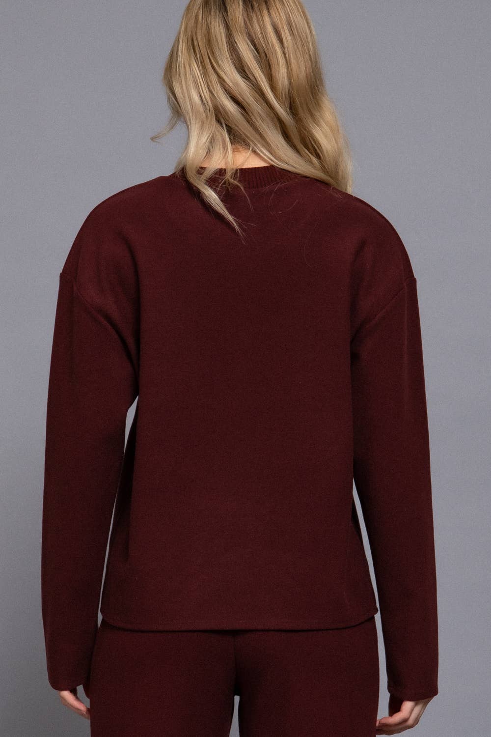 Long Sleeve Soft Knit Top: Maroon