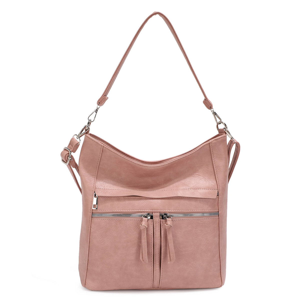 RAFAELLLA VEGAN LEATHER HOBO BAG: Pink